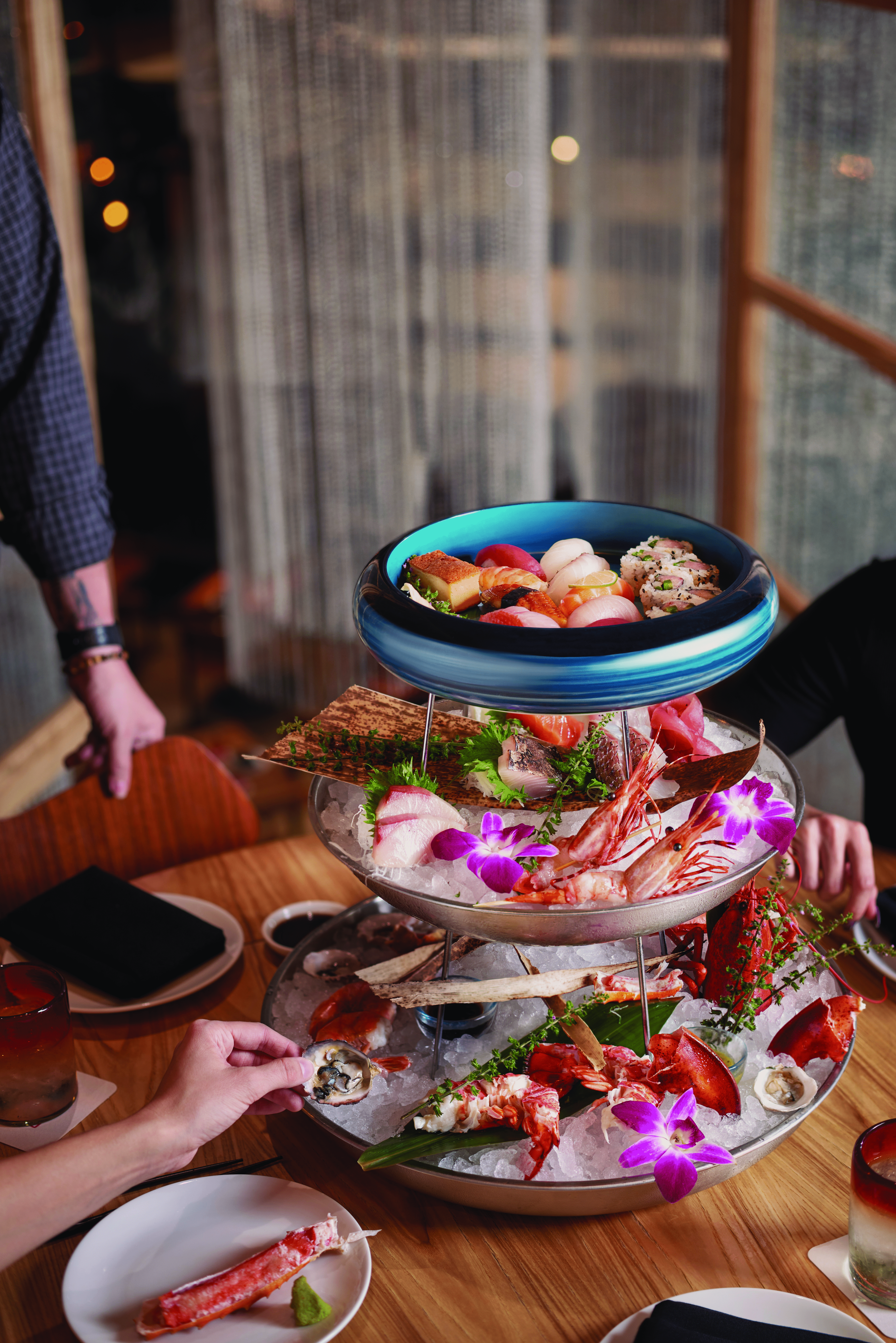 Sushi and seafood tower