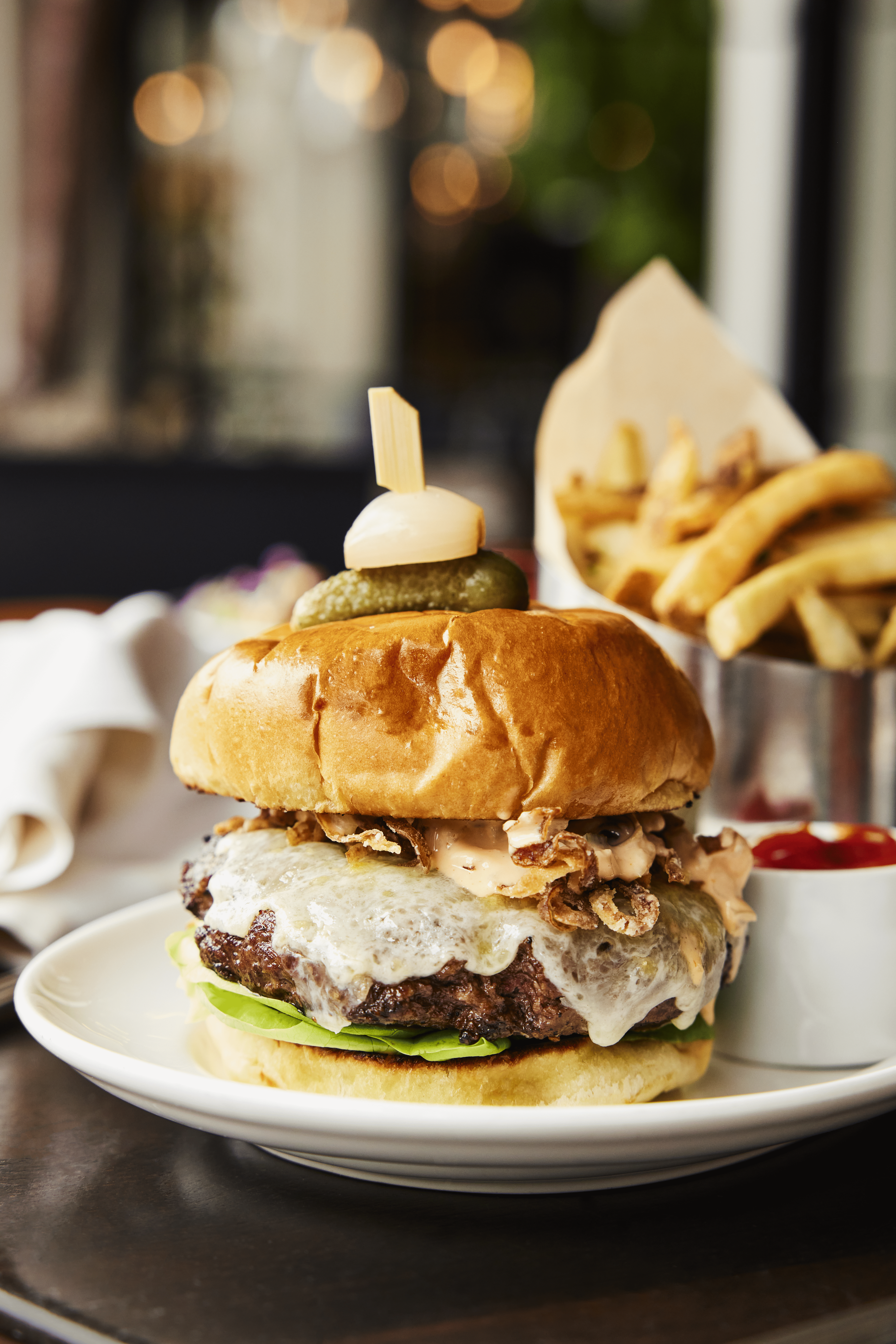 Beef burger on a plate