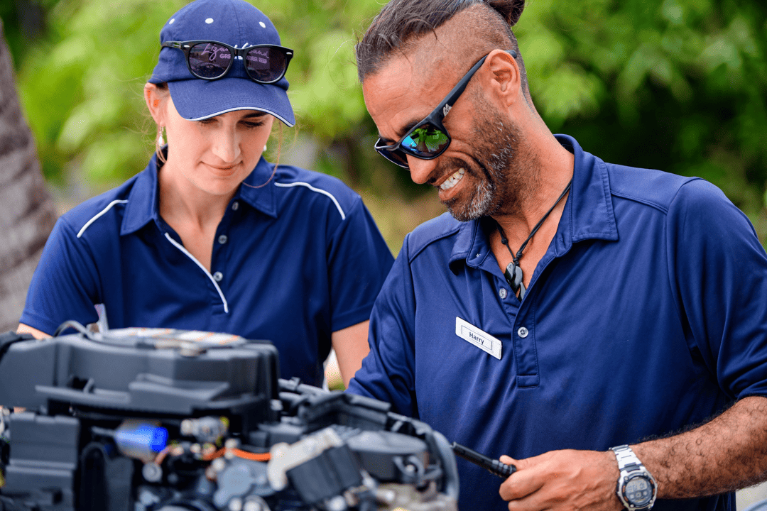 Two team members outside at Great Barrier Reef at Lizard Island