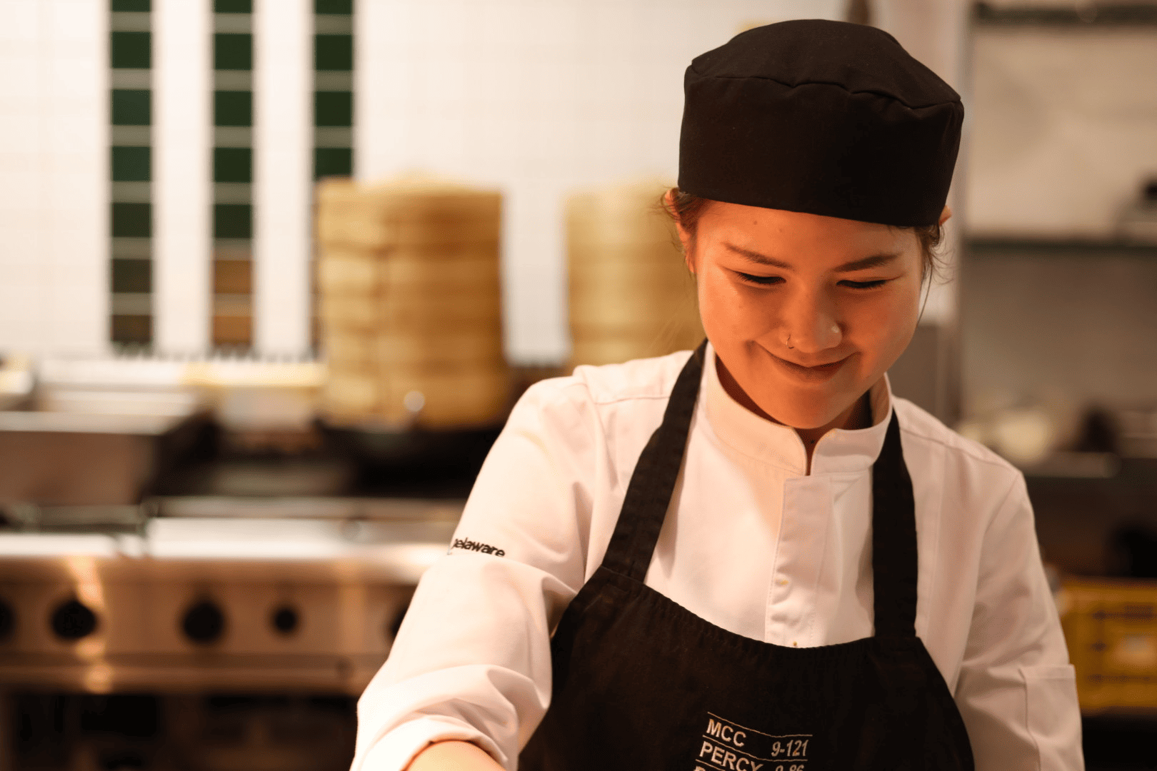 Chef smiling back of house