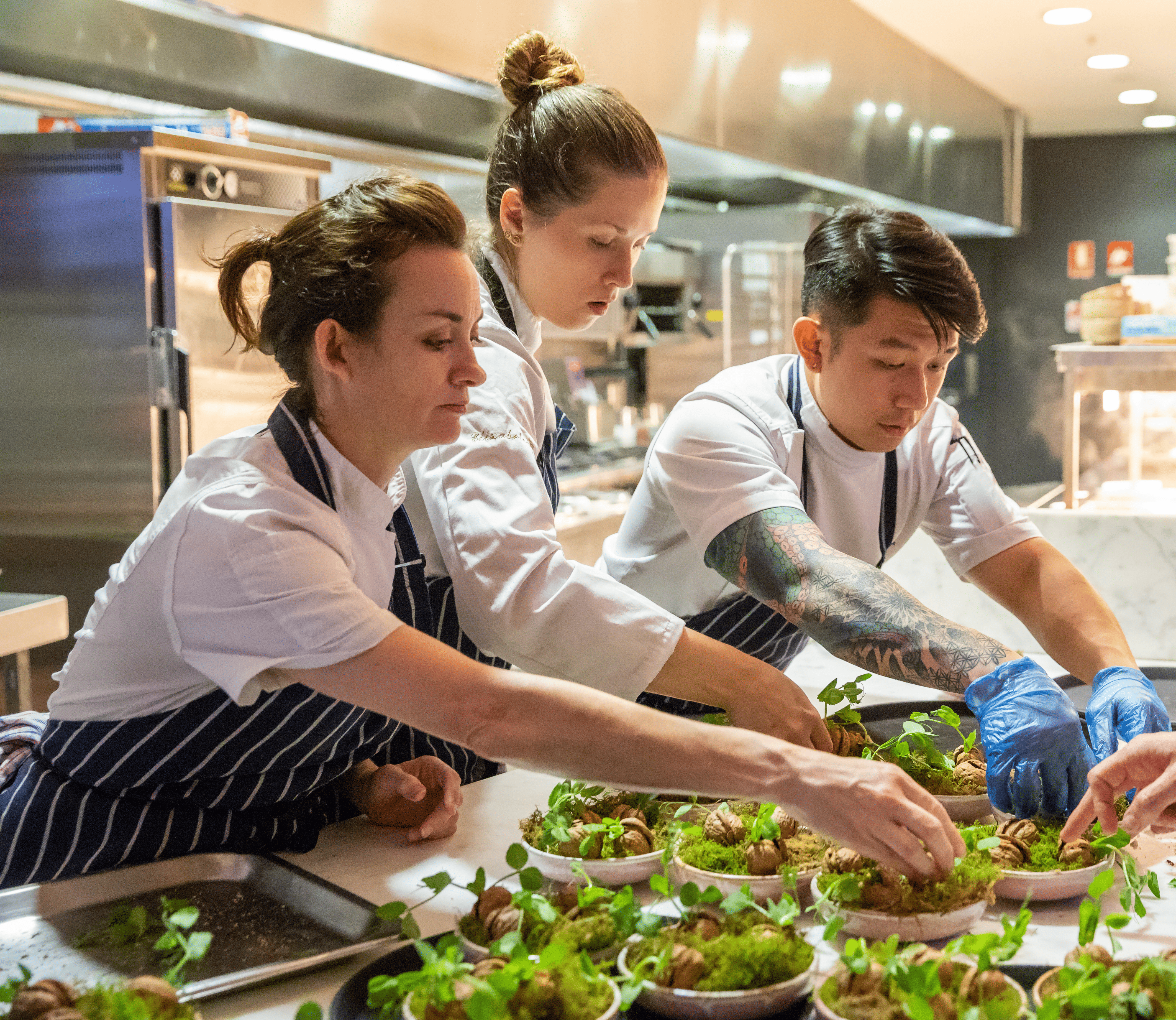 Chef prepping a food plate