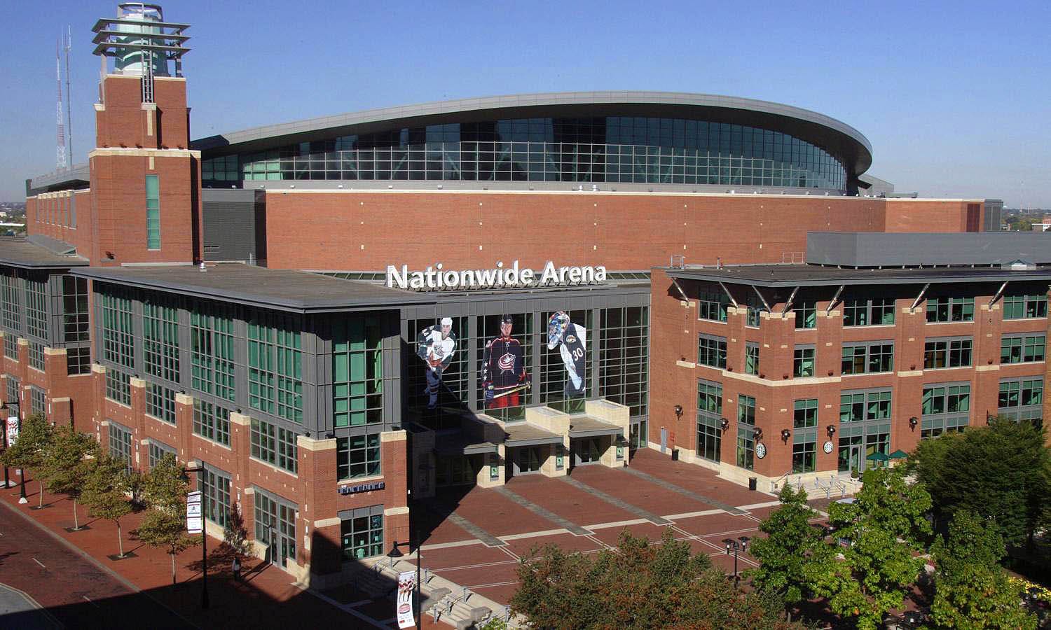 Exterior shot of Nationwide Arena Columbus Blue Jackets