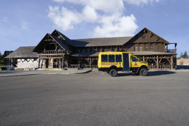 Exterior shot of a Yellowstone hotel