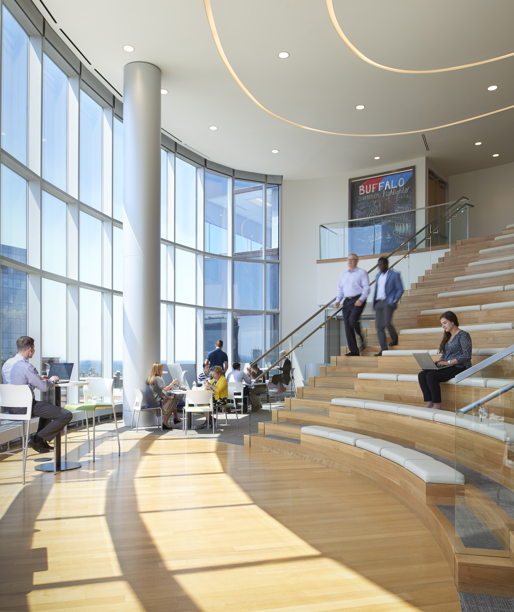 Team members collaborating at Delaware North Headquarters