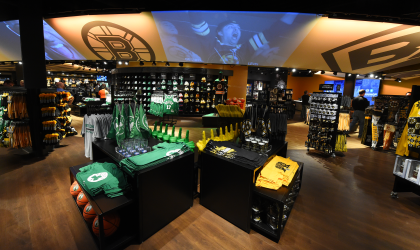 Interior shot of retail store at TD Garden, Boston Bruins