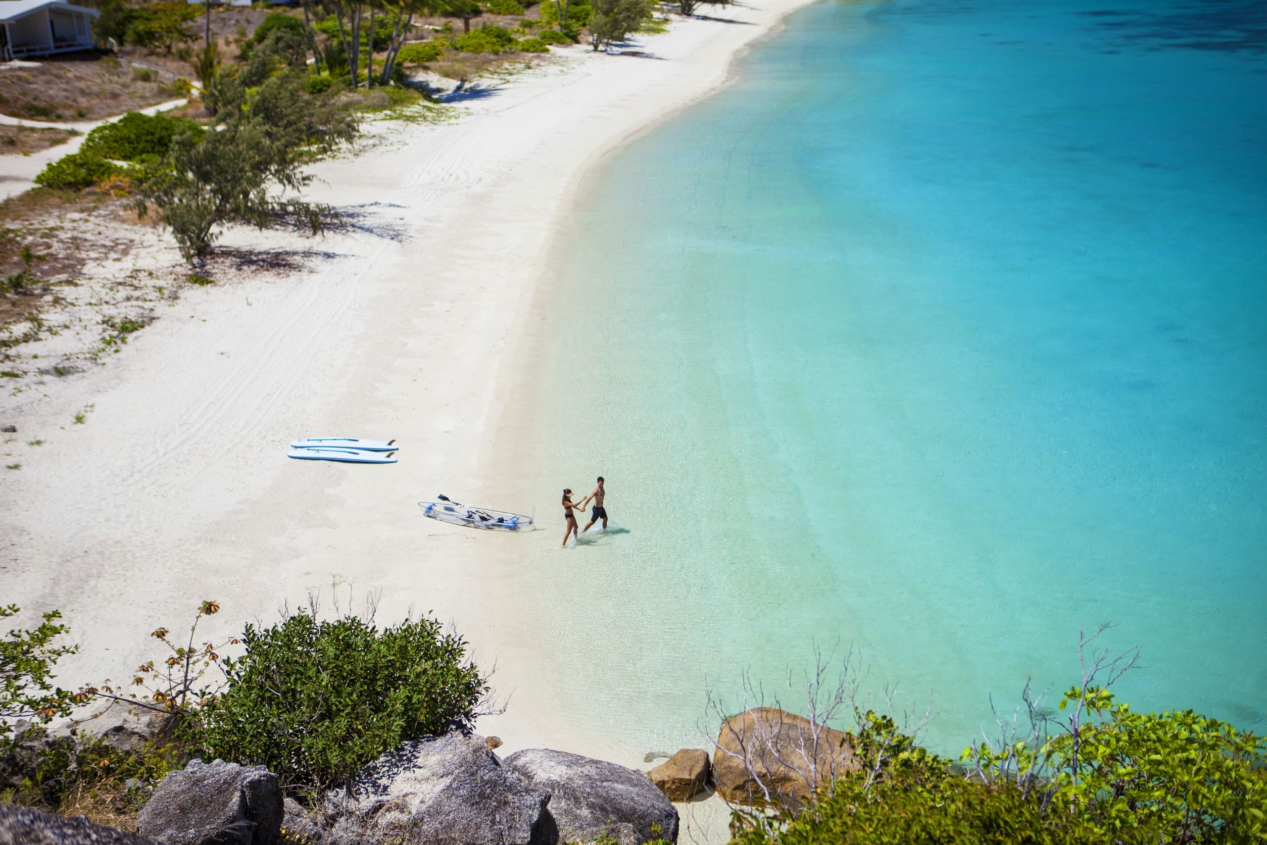 Aerial shot of Anchor Bay at Lizard Island Resort