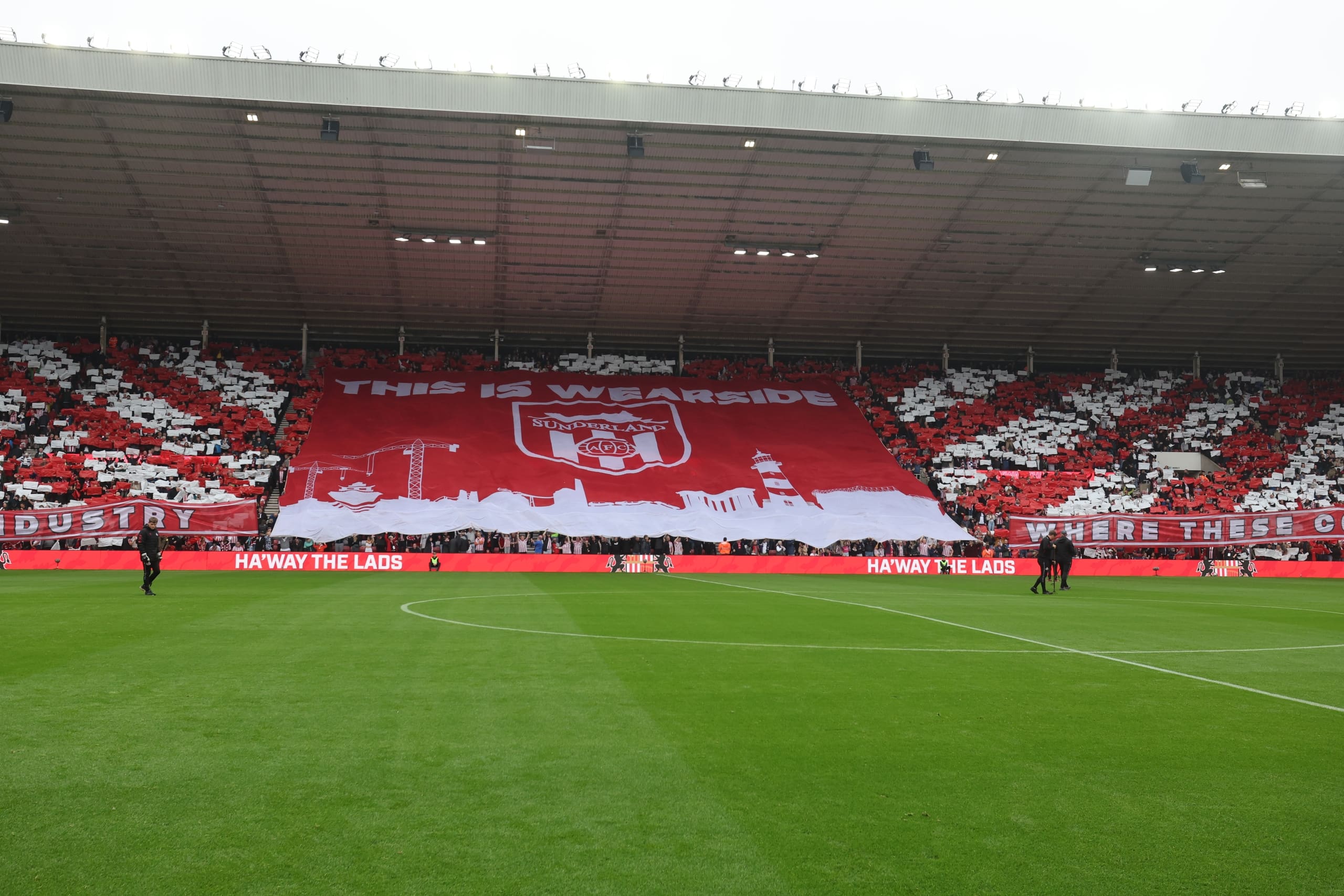 Pitchside fan display at the Stadium of Light